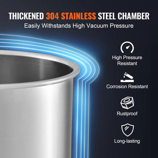 3/5 Gallon Upgraded Tempered Glass Lid Vacuum Degassing Chamber 304 Stainless Steel for Stabilizing Wood, Resin Degassing