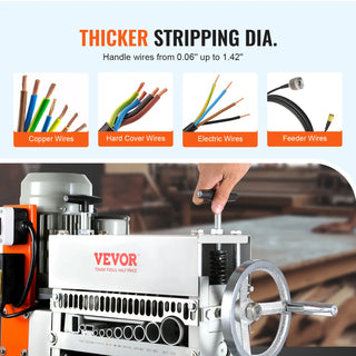 Automatic Wire Stripping Machine, 0.06''-1.42'' Electric Motorized Cable Stripper, 370W, 88 ft/min,w/An Extra Manual Crank