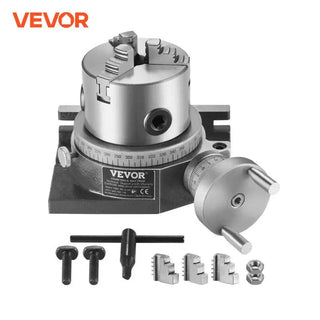 Precision Milling Rotary Table 4''/ 100 mm, Horizontal Vertical Model with 3-Jaw Chuck Indexing Tools for Milling Machines