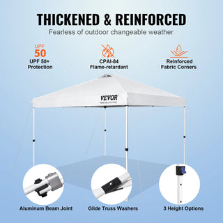 Pop Up Canopy Tent 250D PU Silver Coated Tarp with Portable Roller Bag and 4 Sandbags Waterproof and Sun Shelter Gazebo