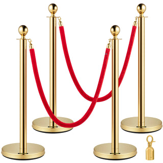 Crowd Control Stanchion Set Queue Red Velvet Rope Crowd Control Line Barriers Stable Gold Stanchion Set for Party Supplies