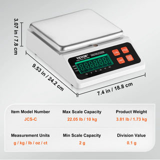 10kg x 0.1g Digital Counting Scale Electronic Laboratory Balance with LED Screen Table Top Scale for Industrial Weighing