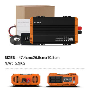 FCHAO Pure Sine Wave Inverter 12V 24V 48V To 220V 230V LCD Display Auto Accessories Power Converter For Home Camping  And RV