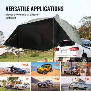 Vehicle Awning Large Shade Coverage Car Awning PU2000mm UV50+ Car Awning Portable Storage Bag for Truck SUV Van Campers