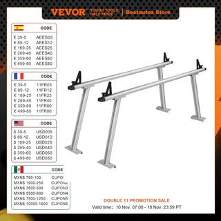 Truck Rack, 800 lbs Capacity, 71"x31" Aluminum Ladder Rack for Truck with 8 Non-Drilling C-clamps, Heavy Duty Truck Bed