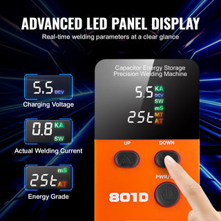 Battery Spot Welder 14.5KW Capacitor Energy Storage Pulse Battery Spot Welder with 73B Welding Pen 801D High Power Spot