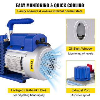 3CFM 4CFM Refrigerant Vacuum Pump W/ 1.5-5Gallon Vacuum Chamber Degassing for Household Air Conditioning, Auto Maintenance