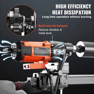 2500W 750RPM Diamond Core Drill Machine Concrete Core Drill Rig Casters Electric Concrete Core Drilling Machine