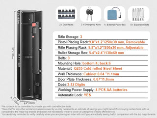 3 Gun Safe,Gun Security Cabinet w/Lock & Digital Keypad, Quick Access Gun Storage Cabinet with Removable Shelf,Pistol Rack