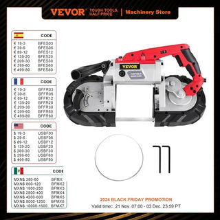 Portable BandSaw 5Inch Cutting Capacity Cordless Variable Speed 10Amp Motor Deep Cut Bandsaw for Metal Wood Pipes Rebar