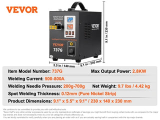 Battery Spot Welder,737G Pulse Spot Welder & Battery Charger,Portable High-Power Battery Welding Machine w/2 Welding Modes