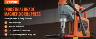 1450W Magnetic Drill 2" Boring Diameter 12500/12800N Portable Electric Mag Drill Press 800 RPM Magnetic Drilling Machine