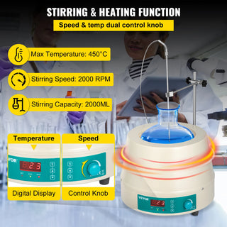 0.5L 1L 2L Heating Magnetic Agitador Digital Display Stirrer Hot Plate Vortrx Mixer Shaker Chemical Laboratory W/ Stir Bar