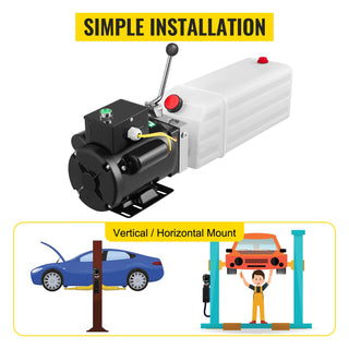 220V Hydraulic Pump 3HP Two and Four Post with 6L White Plastic Reservoir Power Unit Low Noise Fit for Car Lift Auto Hoist