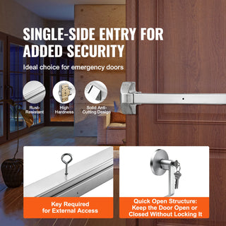 Push Bar Door Locks Stainless Steel Panic Bars for Exit Doors with Exterior Lever Push Bar Panic Exit Device Door Hardware