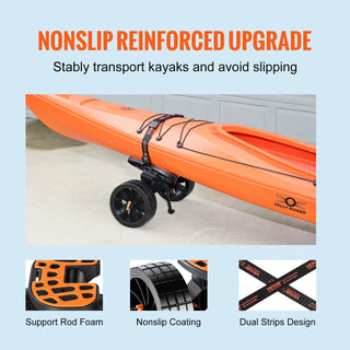 320lbs Kayak Cart Detachable Canoe Trolley Cart with 10'' Solid Tires Adjustable Brackets for Paddleboards Float Mats Boat