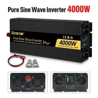 Pure Sine Wave Solar Inverter Double EU Socket 4000W 5000W 6000W DC 12V 24V 48V To AC 220V 50Hz 60Hz Voltage Power Converters