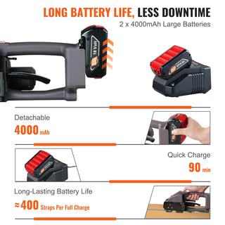 Electric Strapping Machine Powered Automatic Banding Tool with Digital Display for 0.39"-0.75" PP PET Straps Packaging