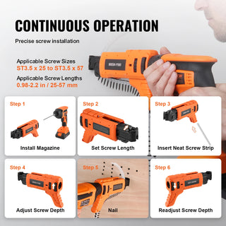 Drywall Screw Gun Auto-Feed 20V Max Collated Drywall Screwgun 4200RPM Brushless Cordless Drywall Gun Kit w/2 Battery Packs