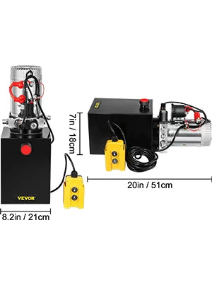 Lifting Jack Hydraulic Pump Single Acting Power Unit 12V DC 4-20 Quart Dump Trailer Powerplant Crane for Truck Car