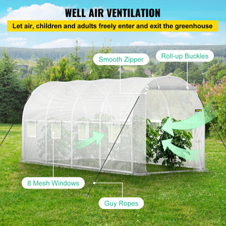 Walk-in Tunnel Greenhouse Portable Plant Hot House with Galvanized Frame & Waterproof Cover For Protecting Plants Grow