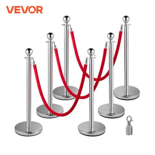 Stanchion Post with Velvet Ropes 6-Pack Crowd Control Stanchion with 3PCS 5FT Red Velvet Ropes for Events Museums Parties