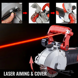 4800W Wall Chaser Concrete Cutter Electric Laser Aiming Groove Slotting Machine 125mm Circular Saw Cutting Power Tool Set