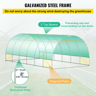 Walk-in Tunnel Greenhouse Galvanized Frame & Waterproof Cover 15x7x7/10x7x7/20x10x7/12x7x7 ft Greenhouses & Cold Frames