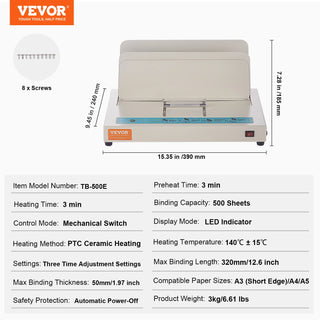 Thermal Binding Machine 400 Hot Glue Binding Machine Thermal Book 40mm Binding Thickness A3(Short Edge)/A4/A5 Document