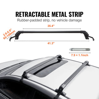 155LBS Roof Rack Crossbar Adjustable Aliuminum Roof Rail Crossbar Retractable Baggage Luggage Carrier Top Roof Crossbar