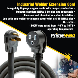 Welder Extension Cord, SOOW Rated, 50 amp, 250v NEMA 6-50 Heavy Duty Welding Cable, 6 Gauge, (50ft)