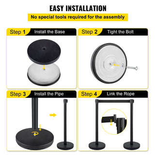 4Pcs Queue Security Posts Crowd Control Stanchion Barriers Stand Crowd Barrier With Adjustable Belt for Party Exhibition