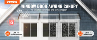 V Window Door Awning Canopy 80"x 40", UPF 50+ Polycarbonate Entry Door Outdoor Window Awning Exterior, Front Door Overhang A