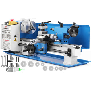 Mini Metal Lathe Machine 7"x14" 550W 180x350mm Variable Speed with 3 Jaw Chuck for Metalworking Turning Drilling Threading