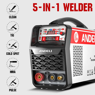 ANDELI 5 in 1 TIG Welding Machine HOT/MMA/CLEAN/Pulse/Cold Welding IGBT Digital Inverter TIG Welders 110/220V  Argon Cold Welder