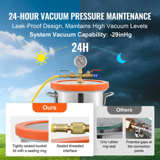 3/5 Gallon Upgraded Tempered Glass Lid Vacuum Degassing Chamber 304 Stainless Steel for Stabilizing Wood, Resin Degassing