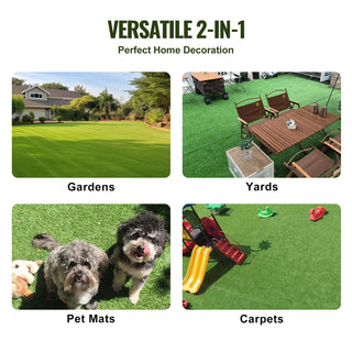 Artifical Grass Rug Green Turf 1.38/1.57" Fake Door Mat Outdoor Patio Lawn Decoration Easy to Clean with Drainage Holes