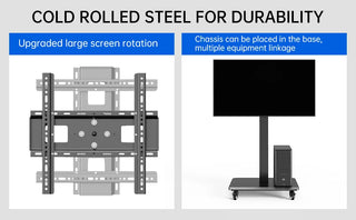 Mobile TV Cart, 90° Rotation TV Stand for 32 to 65 Inch Flat Panel Screens,Height Adjustable Portable TV Stand,Max VESA 400x400m