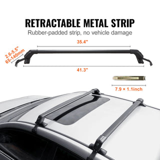 Universal 41.3" Aluminum Roof Rack Crossbars Fit Roof without Side Rail 155 lbs Load Capacity for SUVs Sedans and Vans