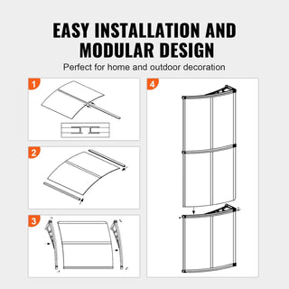 V Window Door Awning Canopy 80"x 40", UPF 50+ Polycarbonate Entry Door Outdoor Window Awning Exterior, Front Door Overhang A