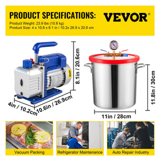 3CFM 4CFM Refrigerant Vacuum Pump W/ 1.5-5Gallon Vacuum Chamber Degassing for Household Air Conditioning, Auto Maintenance