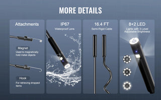Endoscope Camera with Lights Triple Lens Borescope 16.4FT Cable 5" Screen