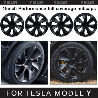 4PCS Hub Cap for Tesla Model Y 19-Inch Performance Replacement Wheel Cap Automobile Hubcap Full Rim Cover Accessories 2018-2024