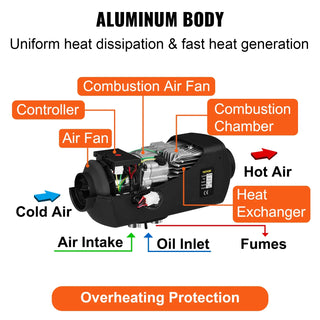 3 / 5 / 8KW 12V Diesel Air Heater All in One Mini Heater with Silencer LCD Switch Remote Control for Car Bus RV Trucks SUV