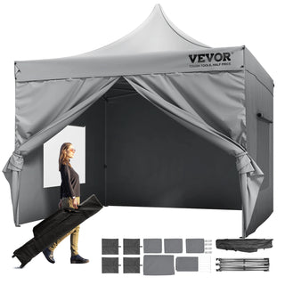 10x10 FT Pop up Canopy with Removable Sidewalls Portable Gazebo & Wheeled Bag UV Resistant Waterproof Tent for Patio