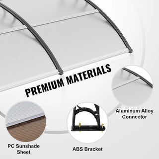 V Window Door Awning Canopy 80"x 40", UPF 50+ Polycarbonate Entry Door Outdoor Window Awning Exterior, Front Door Overhang A