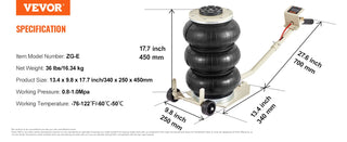 Pneumatic Jack 3 Ton/5 Ton Triple Bag Air Jack Quick Lift Heavy Duty Car Repair Jacks Folding Rod Jacks with Two Wheels