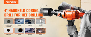 Diamond Core Drilling Machine  4in Handheld Wet Concrete Core Drill Rig  1100-2400RPM Two Speed 1-1/4" Thread