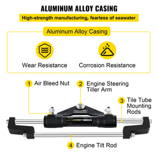 Hydraulic Steering Cylinder 300HP Without Hydraulic Hose and Helm for Outboards Boat Steering System