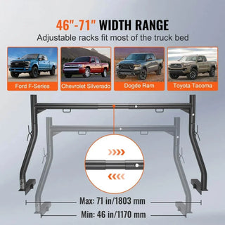 US  Truck Rack 46 in. to 71 in. Extendable Truck Ladder Rack 800 lbs. Capacity Steel Ladder Rack for Kayak Surfboard Lumber